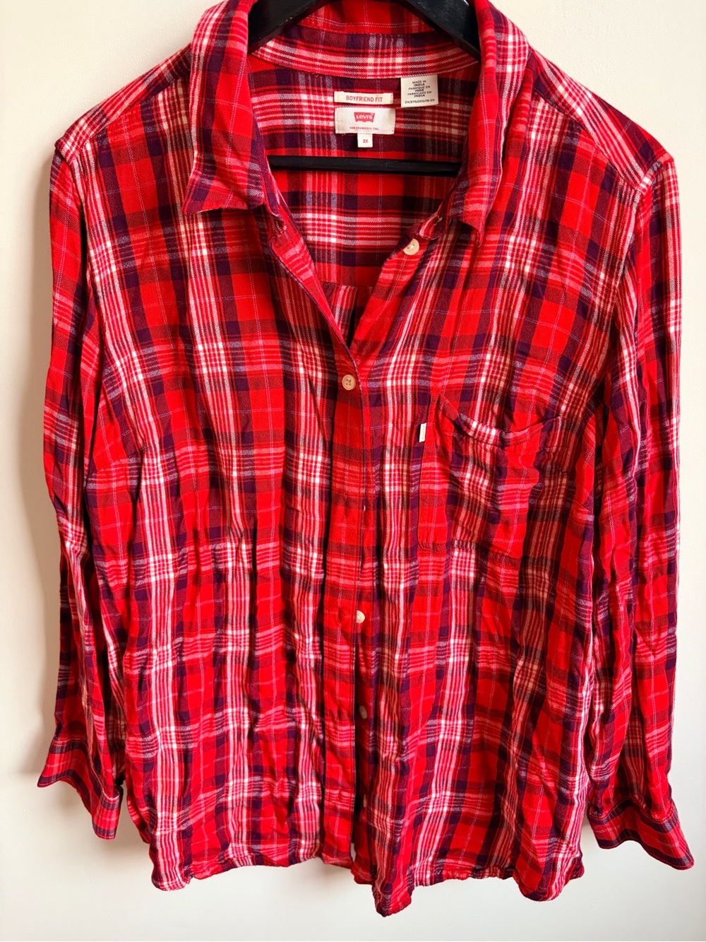 Women’s Boyfriend Fit Plaid Shirt 2X